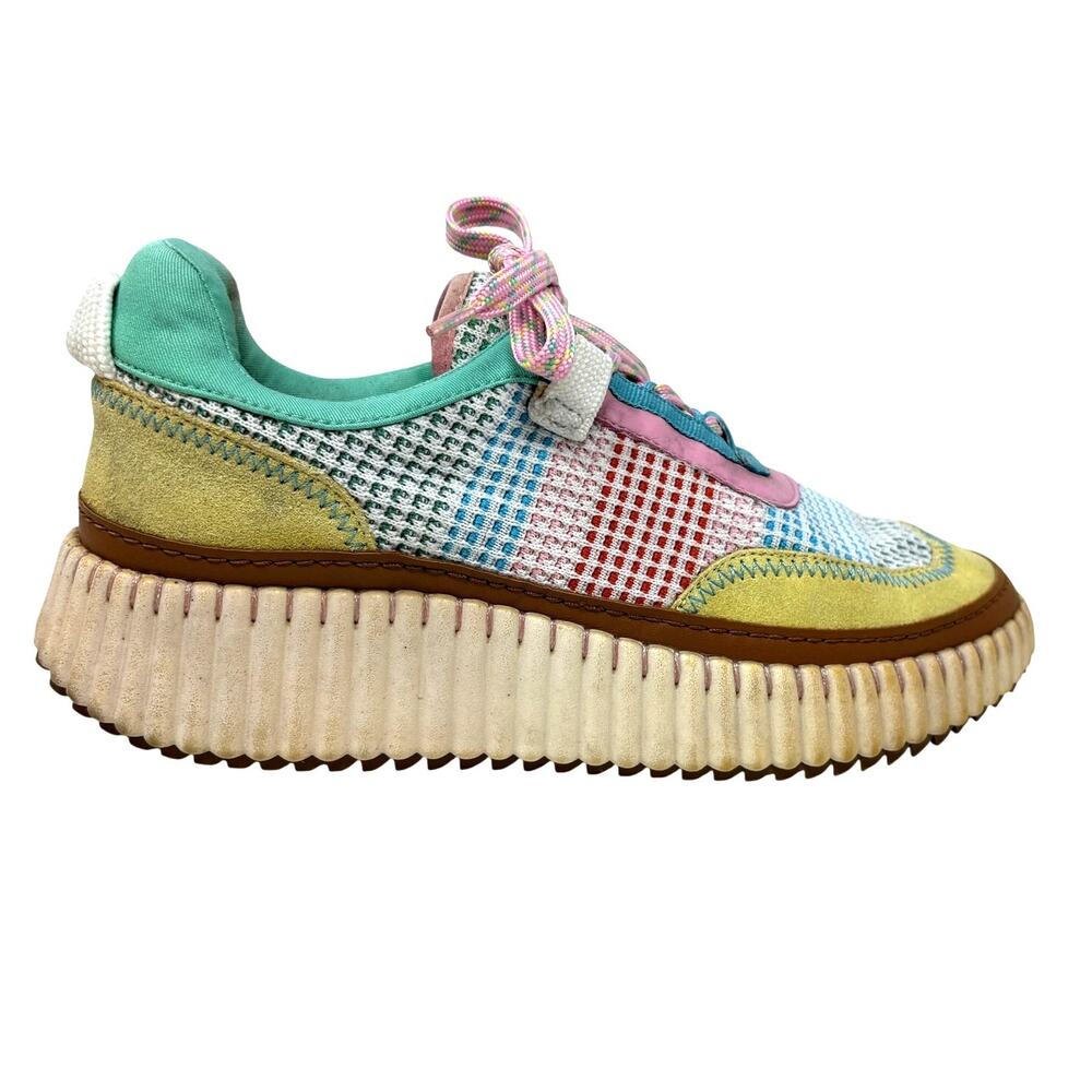 Chelsea & Violet Halle Platform Sneaker Wedge Pride Bright Whimsy Pastel - 8.5